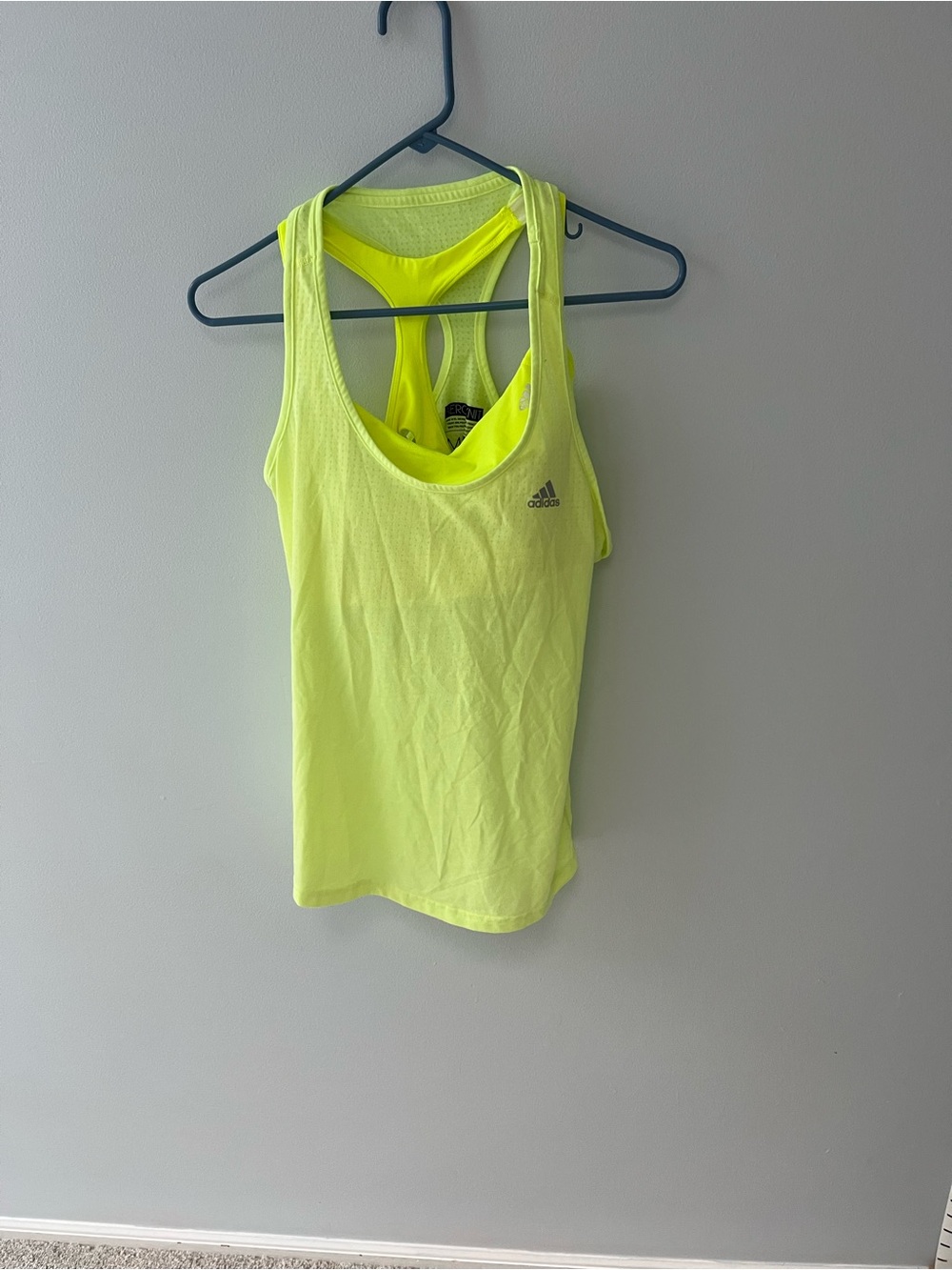 Adidas Women's Neon Yellow Racerback Tank Top & adjustable sports bra. Medium